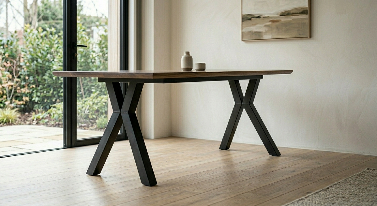 Pied de table acier en croix - L'Étrier - Acier Shop